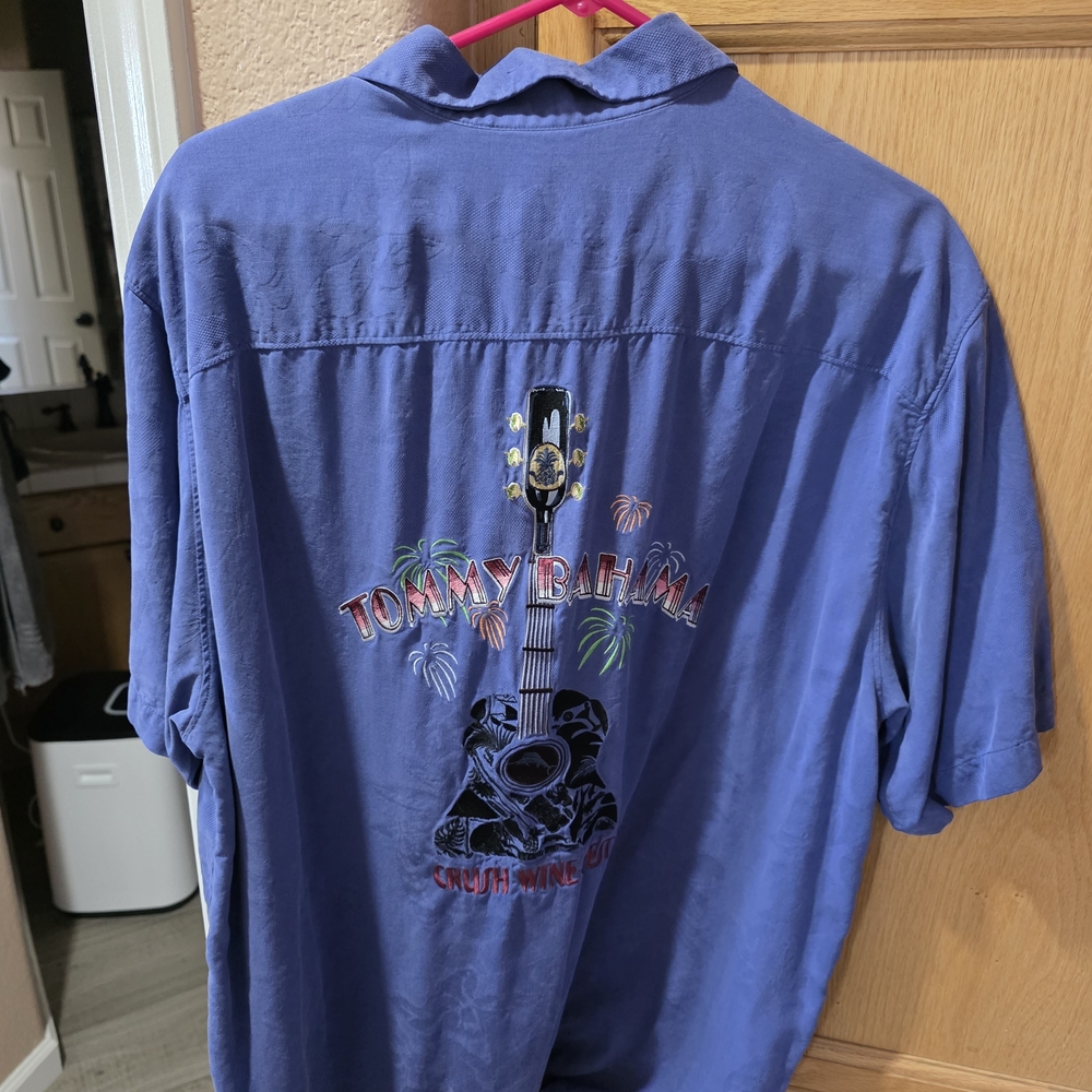 Tommy Bahama Blue Embroidered Guitar Shirt